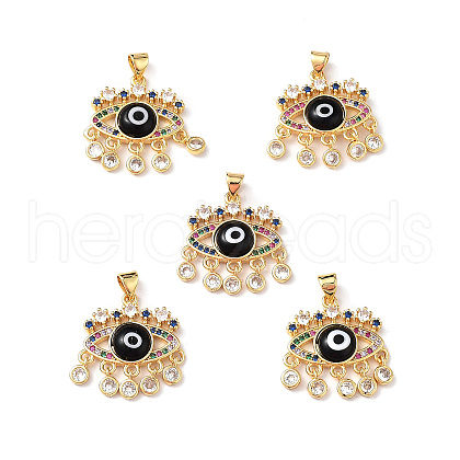 Lampwork Evil Eye Pendants with Colorful Cubic Zirconia ZIRC-L102-13G-03-1