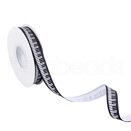 Piano Pattern Polyester Grosgrin Ribbn OCOR-WH0086-93-1