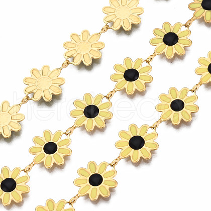 304 Stainless Steel & Enamel Link Chains CHS-Q004-001G-NF-1