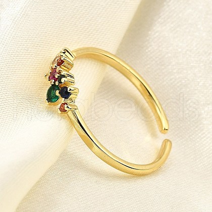 Brass Micro Pave Cubic Zirconia Cuff Rings for Women RJEW-H247-32G-1