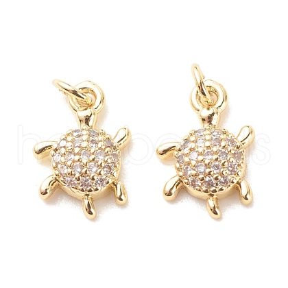Brass Micro Pave Clear Cubic Zirconia Pendants ZIRC-P099-03G-1