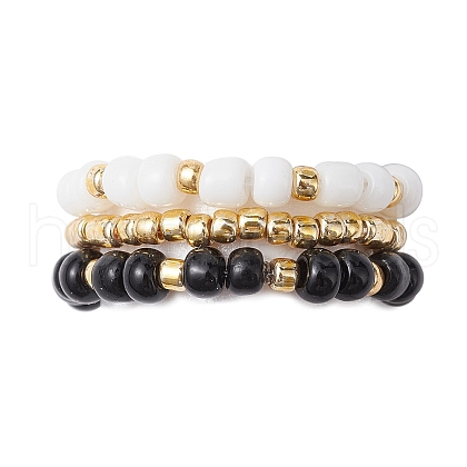 3Pcs 3 Styles Glass Seed Beaded Ring RJEW-JR00591-S-1