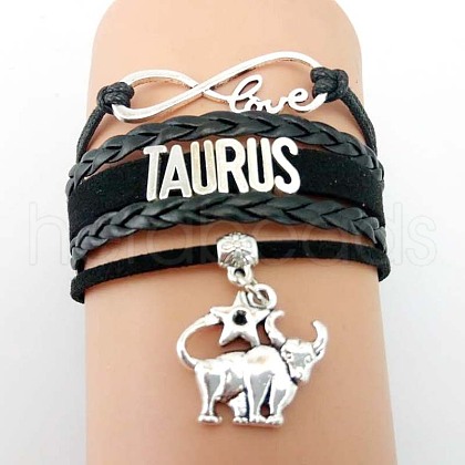 12 Constellations PU Leather Multi-strand Bracelets WG5E0D3-10-1
