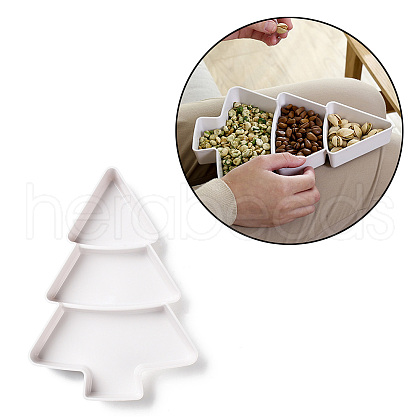 Christmas Tree Shaped Plastic Snack Dried Tray Box DJEW-Q003-01D-1