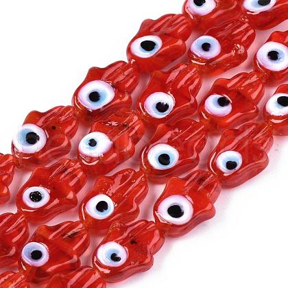 Handmade Evil Eye Lampwork Beads Strands LAMP-WH0006-06D-1