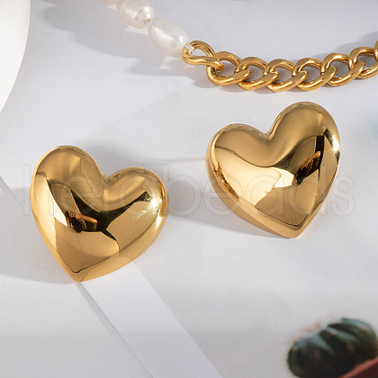 Simple Stainless Steel Heart Stud Earrings CV5398-1-1