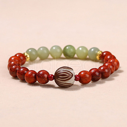 Natural  Bodhi Wood Beads Stretch Bracelets WG92C20-07-1