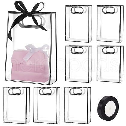 BENECREAT 24Pcs Rectangle PVC Gift Bags with Hole Handle for Candy ABAG-BC0001-64-1