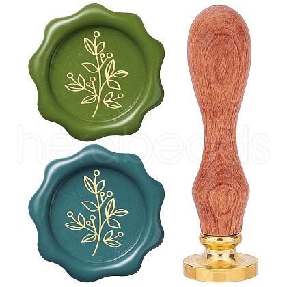 Brass Wax Seal Stamps with Wood Handle AJEW-WH0412-0106-1