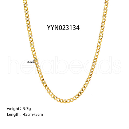6mm Stylish Stainless Steel Curb Chain Necklaces for Women Men AA4830-1-1