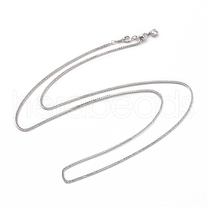 Anti-Tarnish Rhodium Plated 925 Sterling Silver Wheat Chains Necklace for Women STER-I021-02B-P-1