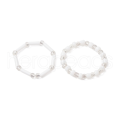 Glass Beads Stretch Rings for Women RJEW-JR00691-1