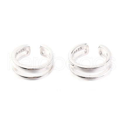Anti-Tarnish Rhodium Plated 925 Sterling Silver Cuff Earrings EJEW-H124-07P-1