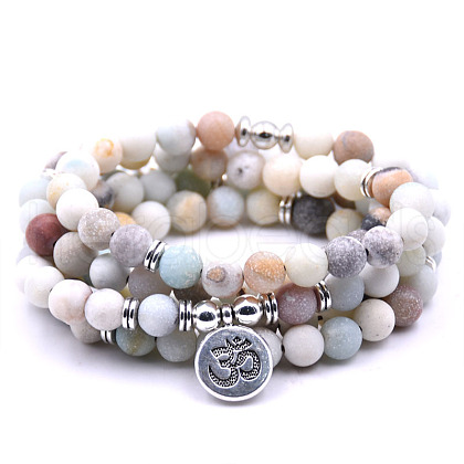 Bohemian Styles Natural Round Amazonite Beaded Stretch Bracelets for Women Men XW1500-7-1