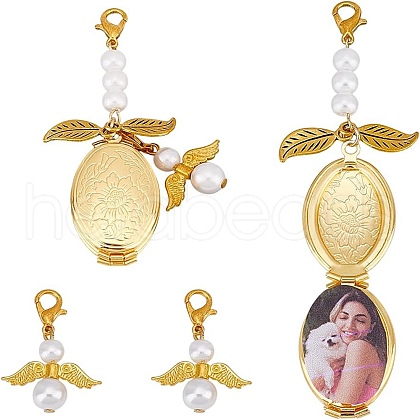 Alloy & Brass Wedding Photo Locket Pendant Decoration HJEW-WR00001-1