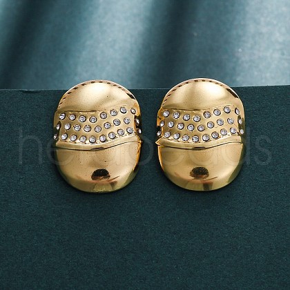 304 Stainless Steel Rhinestone Stud Earrings for Women EJEW-L296-018G-1