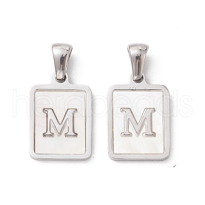 304 Stainless Steel Pave Shell Pendants STAS-G327-01P-M-1