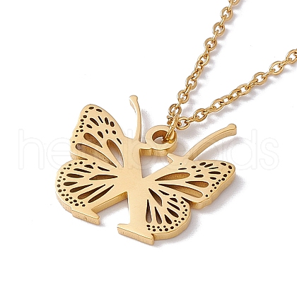 Initial Letter with Butterfly Pendant Necklace NJEW-C026-01G-X-1