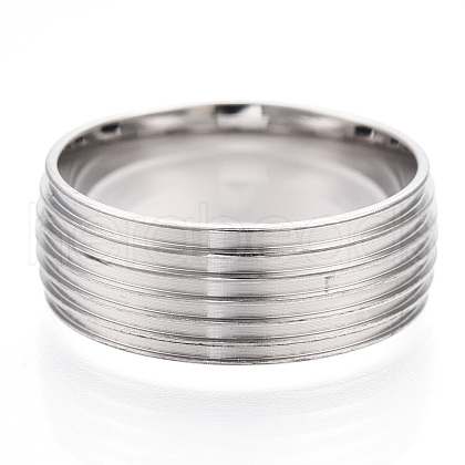 201 Stainless Steel Grooved Finger Ring Settings STAS-WH0047-06S-1