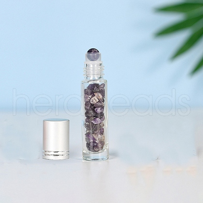 Natural Amethyst Roller Ball Bottles BOTT-PW0011-70C-03-1