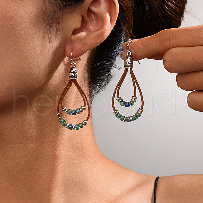 Alloy Synthetic Turquoise Dangle Earrings FS-WG12E90-24-1