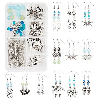 SUNNYCLUE Ocean Fish Pendant Earring DIY Making Kits DIY-SC0017-85-1