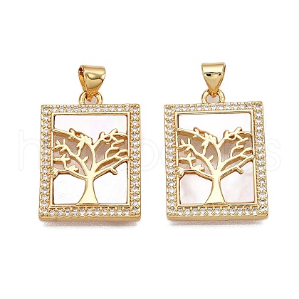 Brass Micro Pave Clear Cubic Zirconia Pendants KK-N254-193G-1