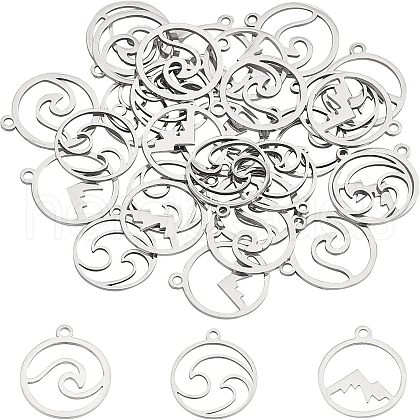 Unicraftale 30Pcs 3 Style 201 Stainless Steel Charms STAS-UN0022-64P-1