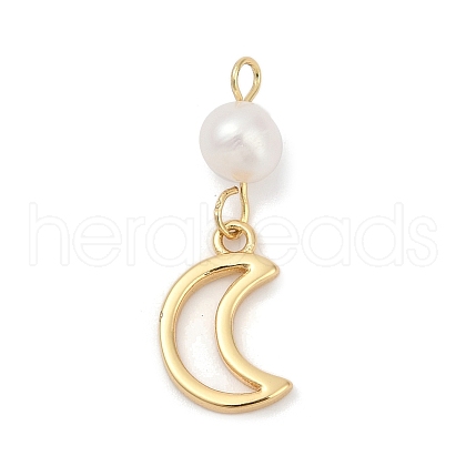 Natural Cultured Freshwater Pearl & Brass Pendants KK-U062-16G-1