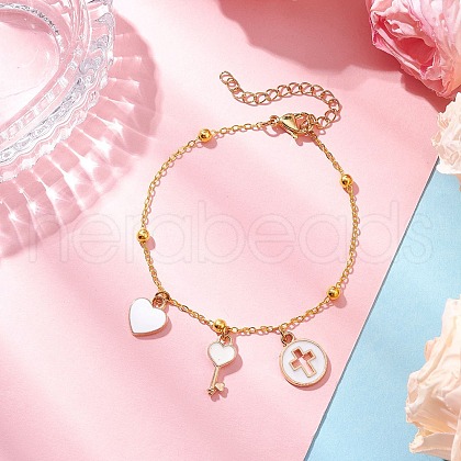 Brass Flat Oval Cable Chain Bracelets BJEW-JB11602-01-1