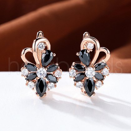 Brass Micro Pave Cubic Zirconia Hoop Earrings WG0C687-01-1