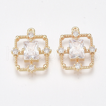 Brass Cubic Zirconia Pendants KK-T038-503A-1