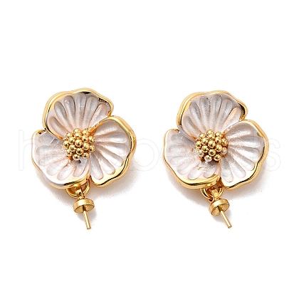 Brass Enamel Stud Earrings Finding with Peg Bails KK-Q048-27G-1