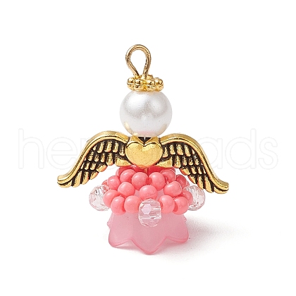 Glass Seed Beaded Angel Pendants PALLOY-MZ00713-03-1