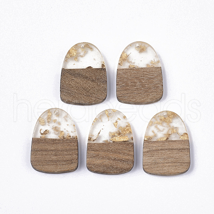 Transparent Resin & Walnut Wood Pendants RESI-Q210-005A-A01-1