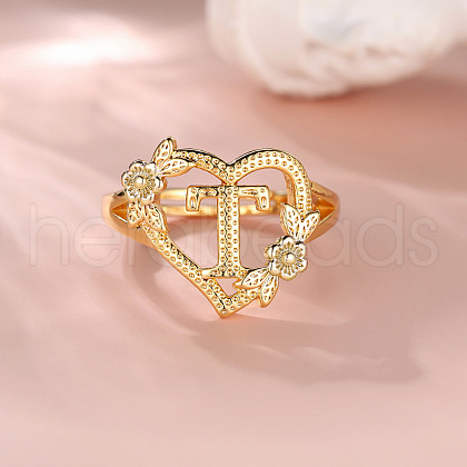 Heart with Flower Hollow Out Brass Finger Rings FS-WG99C3E-20-1
