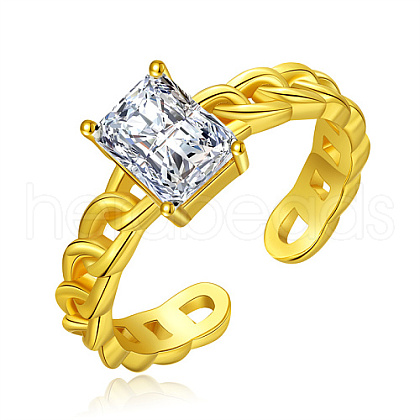 Mother's Day Rings Golden Brass Micro Pave Cubic Zirconia Solitaire Ring EP4174-3-1