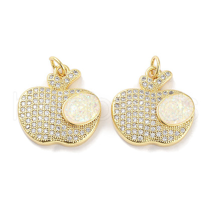 Brass Micro Pave Clear Cubic Zirconia Pendants KK-L213-042G-02-1