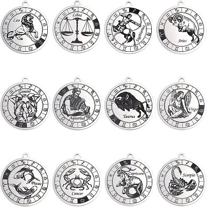 Unicraftale 12Pcs 12 Style 201 Stainless Steel Pendants STAS-UN0033-05-1