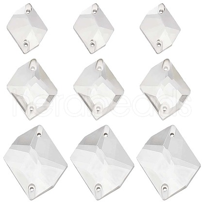 GOMAKERER 72Pcs 3 Style Irregular Rhombus Glass Sew On Rhinestone GLAA-GO0001-14-1