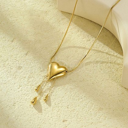 304 Stainless Steel Pendant Necklaces for Women NJEW-U040-02D-G-1