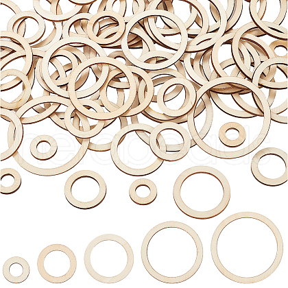 SOFPLATE 200Pcs 5 Styles Laser Cut Wood Shapes WOOD-SP0001-18-1