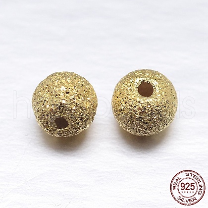 Real 18K Gold Plated Round 925 Sterling Silver Textured Beads STER-M101-01-5mm-1