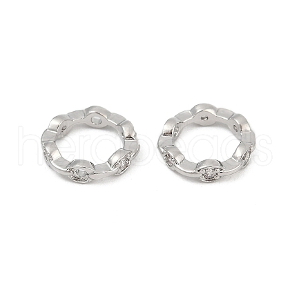 Brass Clear Cubic Zirconia Bead Frame KK-D375-33P-1