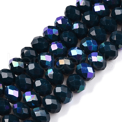 Electroplate Opaque Solid Color Glass Beads Strands EGLA-A044-P6mm-L16-1