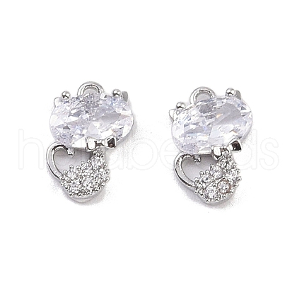 Brass Micro Pave Clear Cubic Zirconia Pendants KK-K351-31P-1