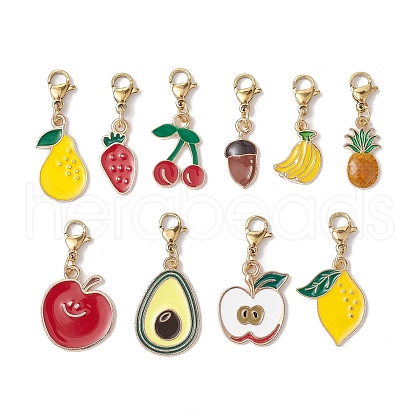 Fruit Alloy Enamel Pendant Decoration HJEW-JM02003-1