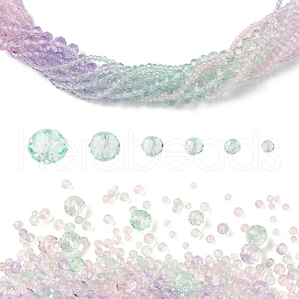 6 Styles Gradient Color Transparent Painted Glass Beads Strands DGLA-YW0001-28W-1