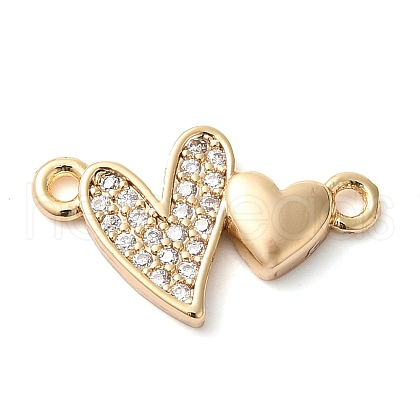 Brass Micro Pave Clear Cubic Zirconia Connector Charms KK-G503-33G-1