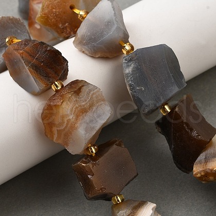 Raw Rough Natural Grey Agate Beads Strands G-Z087-B20-1